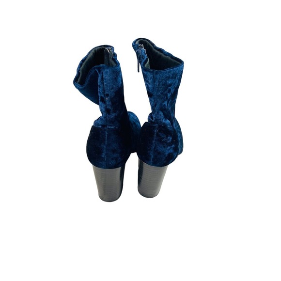 New Look Womens Velvet Blue Block Heel Ankle Suede Boots Size US  7.5 EU 38 - Picture 5 of 9